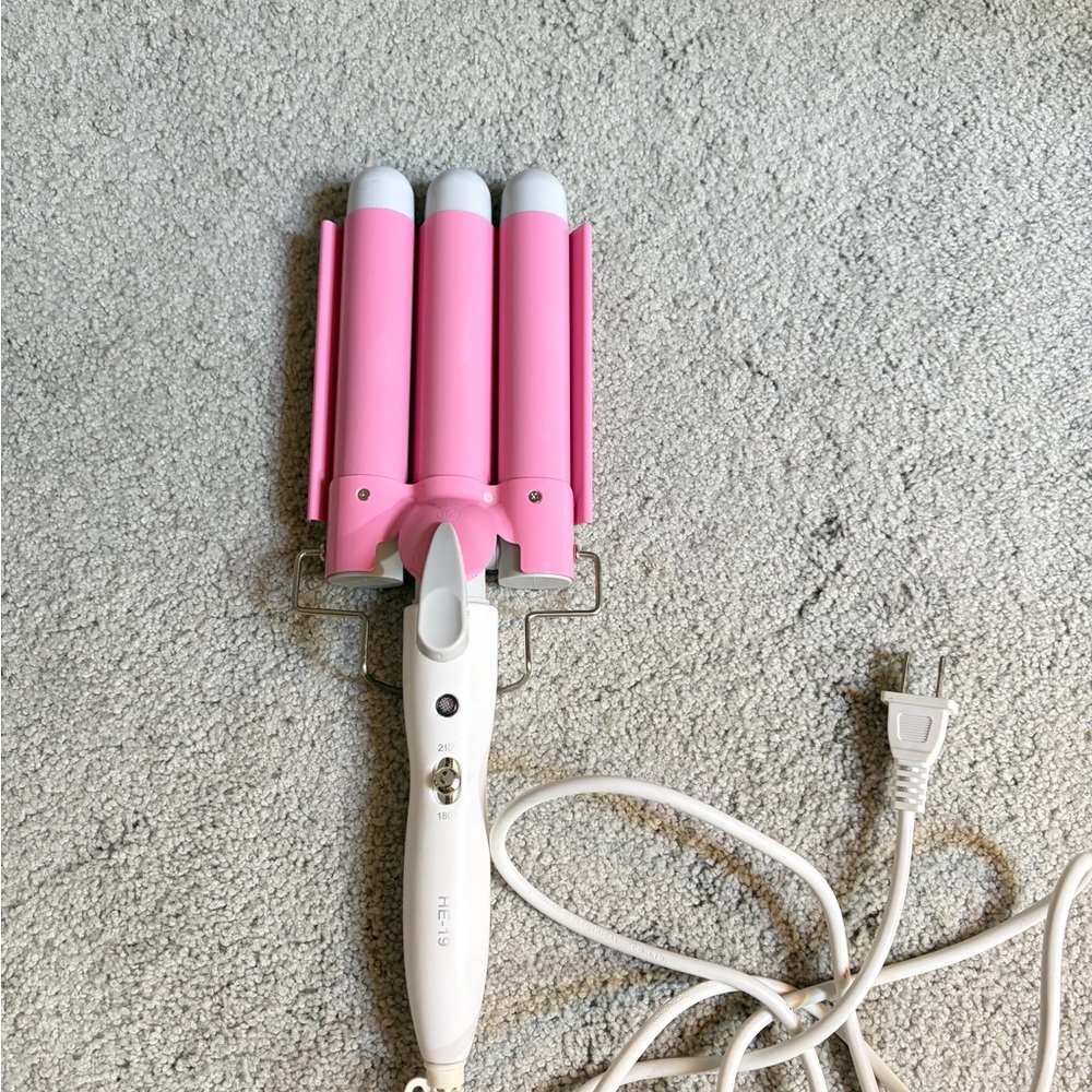 Pink Hair 1 inch crimper Curling Iron
